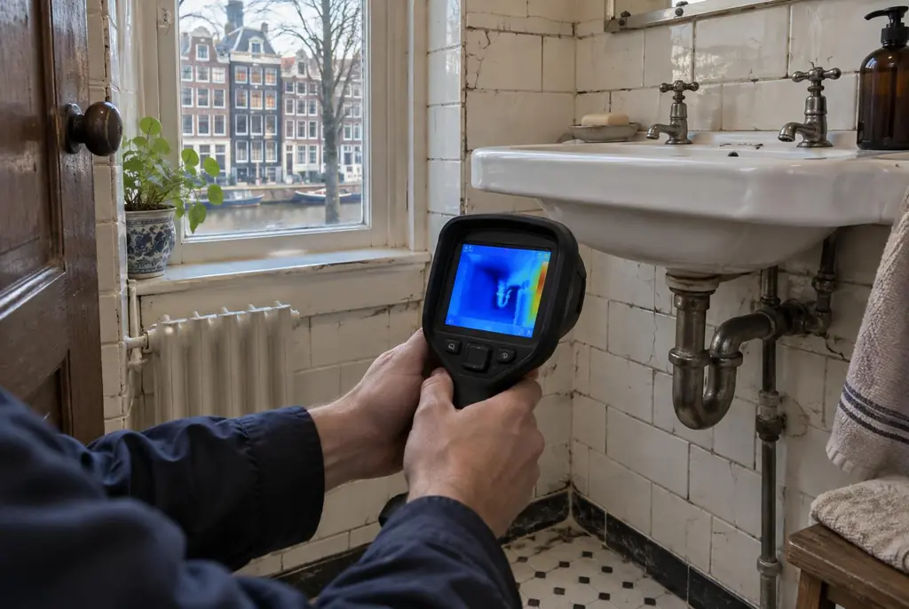Lekdetectie Heerde – badkamer met oude leidingen achter de tegels