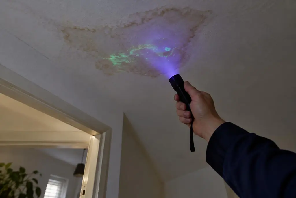 Lekdetectie Heerde – kleurstof controleren op het plafond met uv-licht