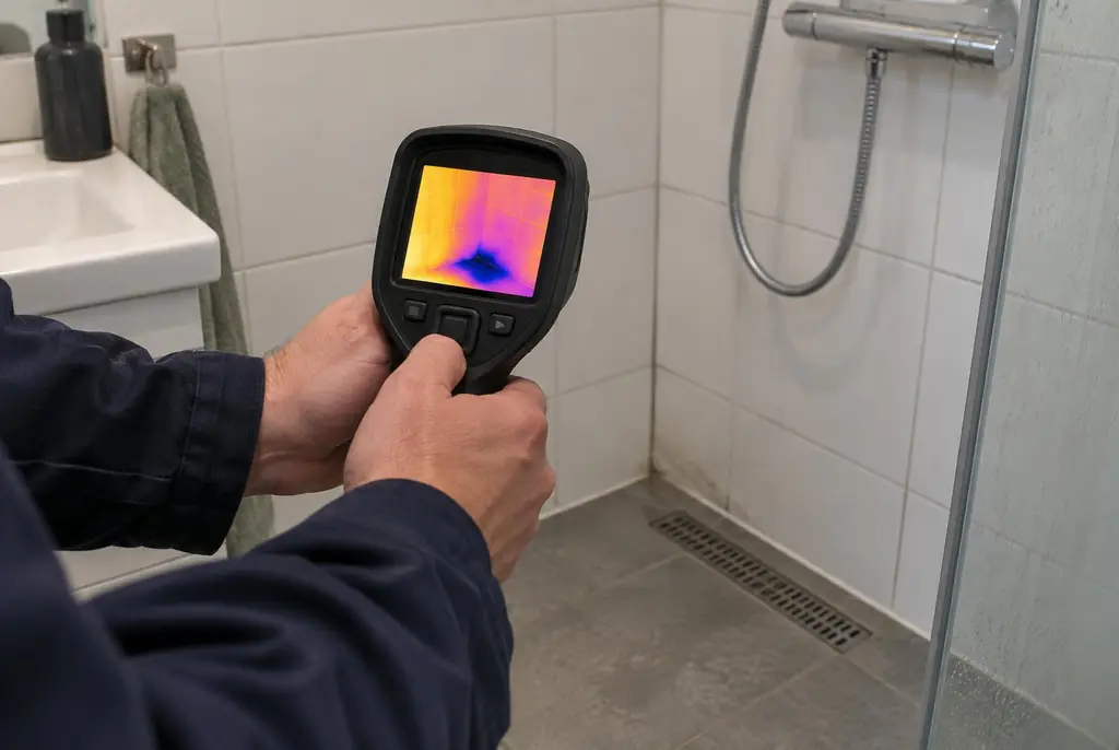 Lekdetectie Heerde – lekdetectiespecialist met warmtebeeldcamera in een badkamer